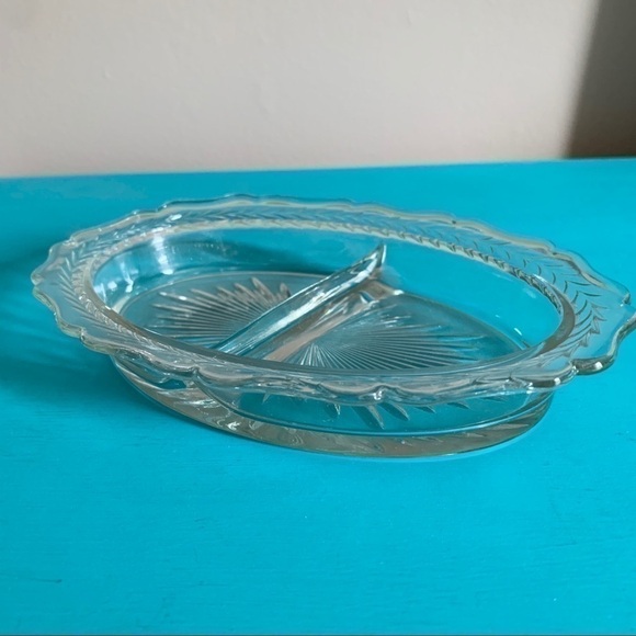 Vintage Pressed Glass Divided Candy Serving Dish - Picture 2 of 4